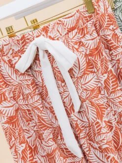 Tiered Leaf Print Pants With Elastic Waistband | S-3XL W/sku63610 -Women Clothing Shop abbe89b1cb16792c3c69e8b27469d9dd