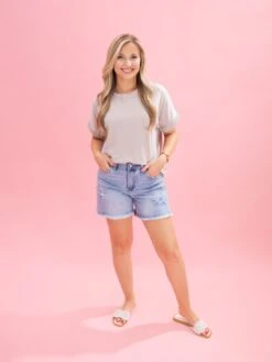 Diva Denim High Rise Fray Hem Short | XS - 3X -Women Clothing Shop abe371c143bedd58bd37f767a420deb6