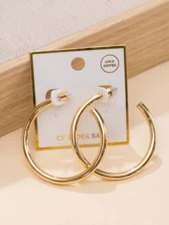 Shiny Gold Thick 2" Hoop Earring |