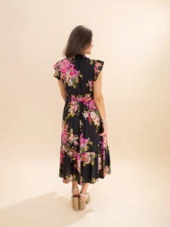 Short Flutter Sleeve Ruffle Neck Floral Midi Dress | S-3XL -Women Clothing Shop ad909f0cbccc85a75b47f95ce4be50dc