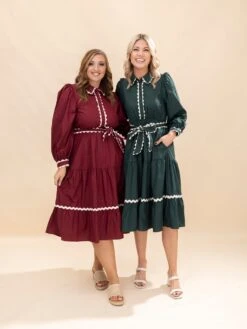 Solid Belted Waist Midi Dress | S-L Western