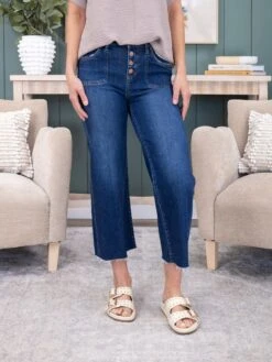 Risen High Rise Crop Wide Button Up Jean | 0-3X -Women Clothing Shop ae396e448744c63547712dd65740a12c