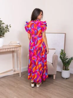 Abstract Print High Tiered Maxi Dress | S-XL -Women Clothing Shop ae5b377fca164290e22301d31d364d21