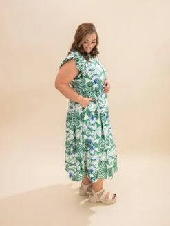 Tiered Geo Floral Print Midi Dress | S-L -Women Clothing Shop aee5e00114b1f91d1a0ab417f690a78b