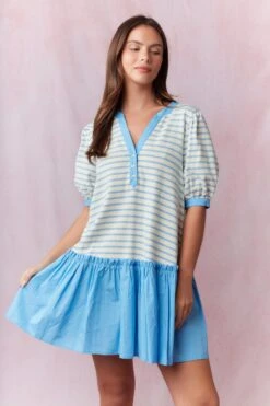 Stripe Knit Mixed Shift Dress | S - L Peach Love