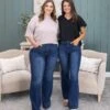Risen Tummy Control Elastic Band High Rise Flare Jeans | 0 - 3X