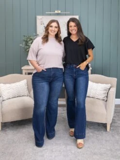 Risen Tummy Control Elastic Band High Rise Flare Jeans | 0 - 3X