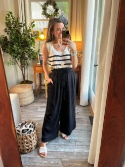 Linen Wide Leg Pants With Drawstring | S - 2XL