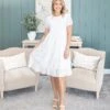 Eyelet Mixed Knee Length Dress | S - XL