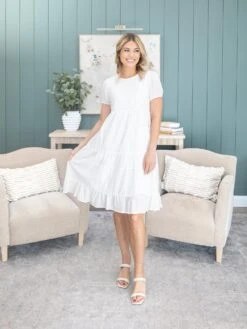 Eyelet Mixed Knee Length Dress | S - XL