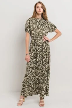 Leaf Print Satin Maxi Dress | S-L Ces Femme -Women Clothing Shop b008f2a17a3fe9e2f9fbbc8535c6be4f