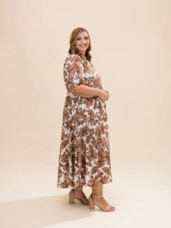 Boho Leaf Print Tiered Midi Dress | S-L Western -Women Clothing Shop b00c16e68e6f01015da44e6abe26b483