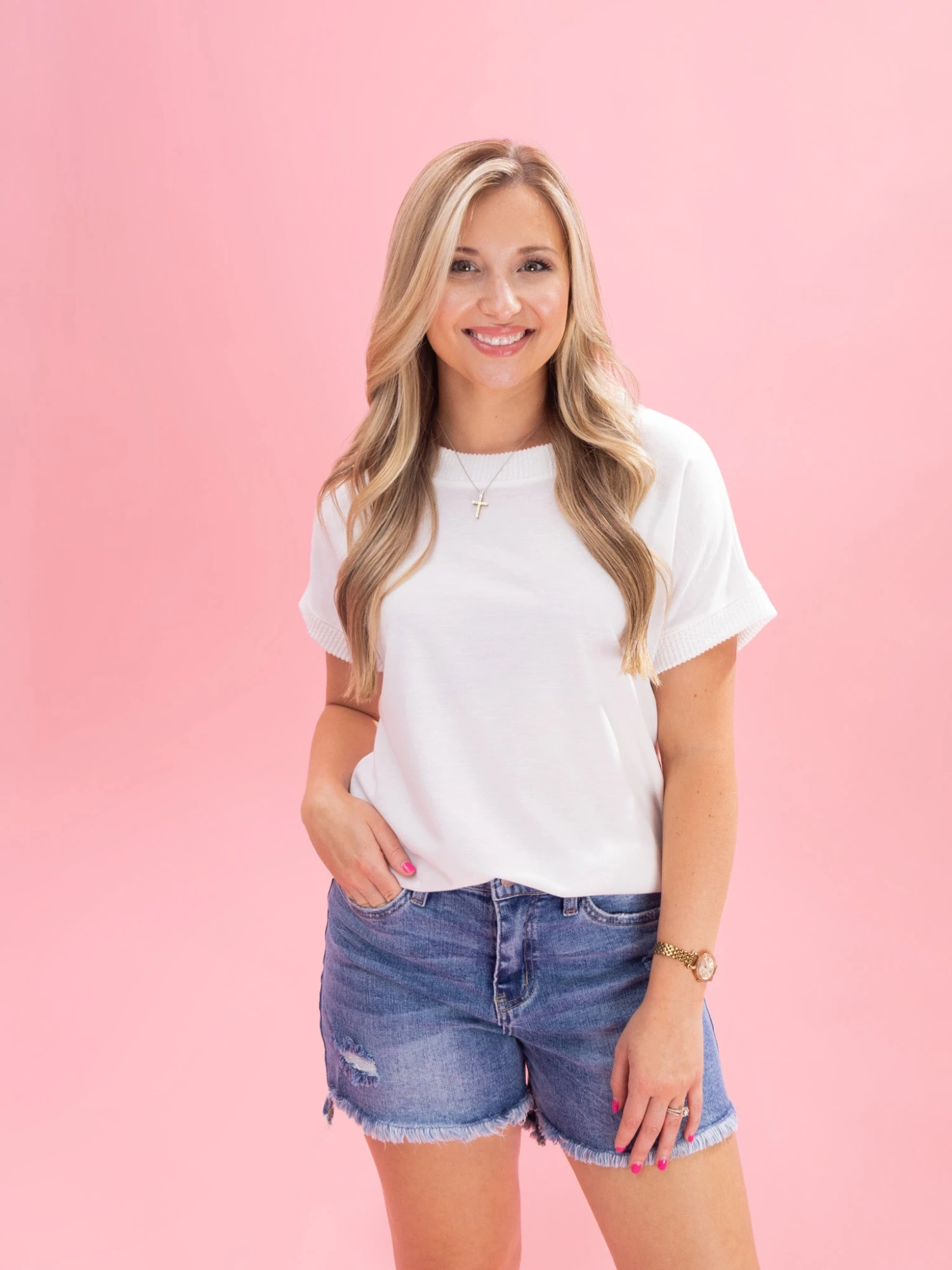 Diva Denim High Rise High Low Fray Hem Short | XS - 3X 3 Diva Denim High Rise High Low Fray Hem Short | XS - 3X - Image 3