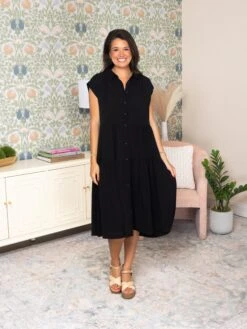 Collared A-Line Tiered Button Maxi Dress | S - 2XL -Women Clothing Shop b35228aa7ae25ef55b52ae58f9485a37