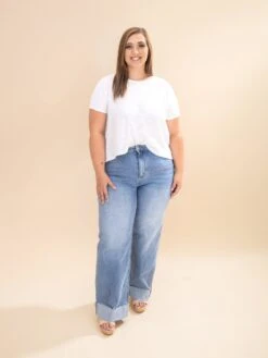 90's Stretch Cuffed Hem High Rise Straight Jeans | S-XL -Women Clothing Shop b47506ced5fc73520390e473e11bc330