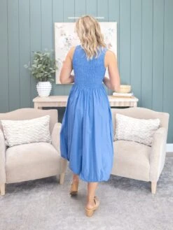 Sleeveless Smocked Top Midi Bubble Dress With Side Pocket | S-L -Women Clothing Shop b4c5bdece23bfb6b0fa103a5760e1087