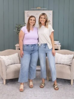 Mica Denim High Rise Wide Leg W/ Raw Hem Jean | 0-15