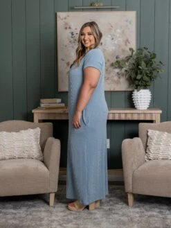 Ribbed V Neck Midi Dress | S-3X -Women Clothing Shop b4ec4e3dd62b2d0095bcb00a58bc22e0