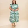 Tiered Geo Floral Print Midi Dress | S-L
