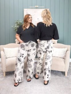 Printed Washed Twill Wide Leg Pants | S-L -Women Clothing Shop b5d3724500d6642b432df8c1b5c5ffe2