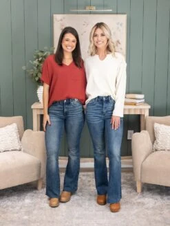 Judy Blue Mid Rise Tummy Control Vintage Wash Cut Hem Flare Jean | 0-24