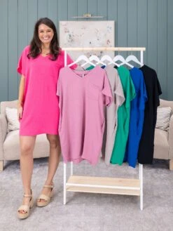 Zenana Airflow V-Neck Shirt Dress W/ Pockets | S-3XL -Women Clothing Shop b8a11c46330c86cb73c45484ba018708