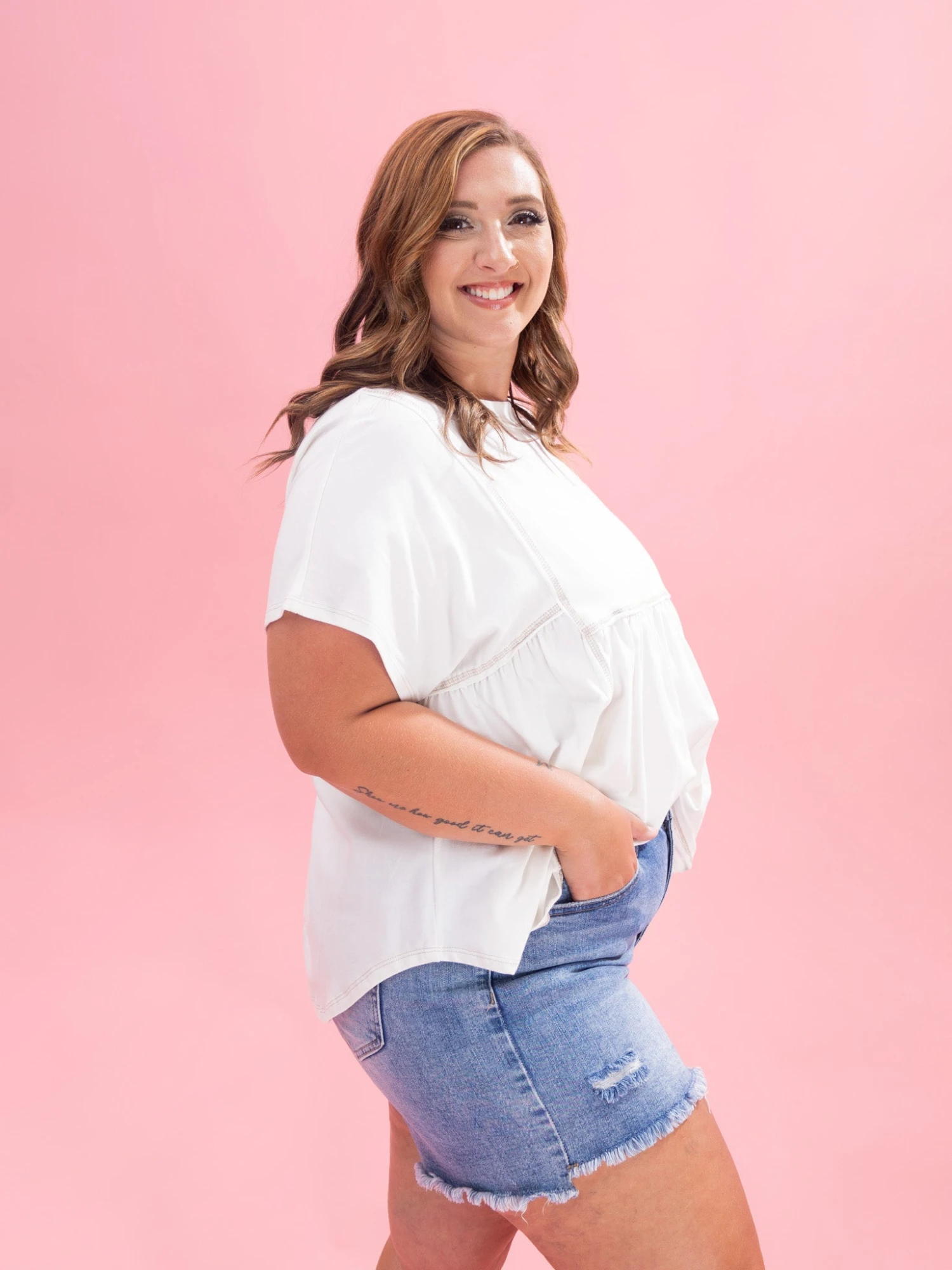 Diva Denim High Rise High Low Fray Hem Short | XS - 3X 16 Diva Denim High Rise High Low Fray Hem Short | XS - 3X - Image 16