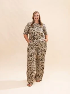 Wide Leg Textured Knit Leopard Print Pants | S-L Pair W/ Sku63481 -Women Clothing Shop b93facd9abf81f5e651fb2482840e5e7