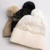 Sprinkle Pom Beanie With Fur Lining
