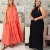 Tiered Halter Neck Maxi Dress | S-3X