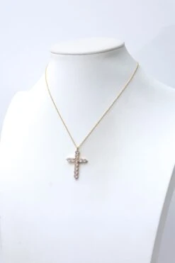 Rhinestone Cross Pendant Necklace -Women Clothing Shop bc0b63496dc600db024f67f70fe94b23