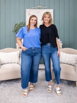 Risen High Rise Crop Wide W/ Wide Band Detail Jean | 0-3X