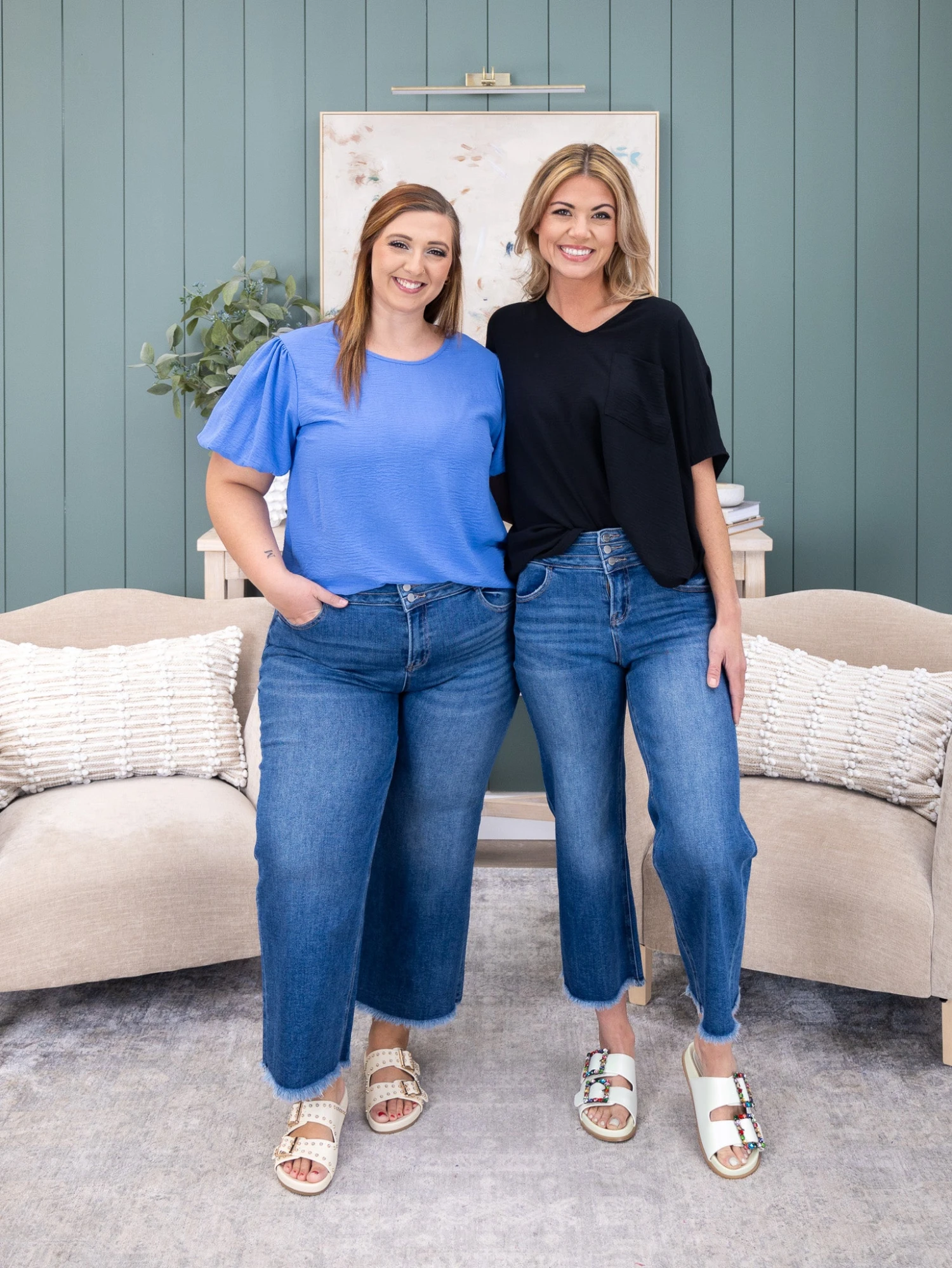 Risen High Rise Crop Wide W/ Wide Band Detail Jean | 0-3X 1 Risen High Rise Crop Wide W/ Wide Band Detail Jean | 0-3X