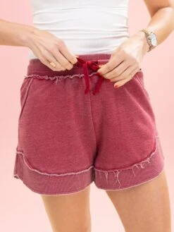 Lived In Curved Hem Drawstring Shorts By DD Design | S -3XL -Women Clothing Shop bc623c904232c11318cffa4eaf7d03c0