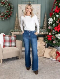 Risen High Rise Wide Leg Slanted Pocket Jeans | 0-3X -Women Clothing Shop bc74179616bcb90ea2cd43b7218adcbf