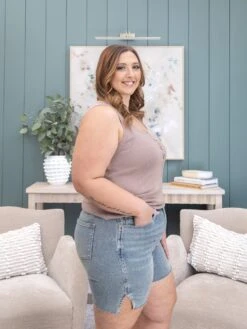 Judy Blue High Waist Side Slit Shorts | S - 3XL -Women Clothing Shop bce676059a48a99492b9aa3e3913125e