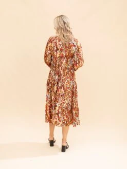 Long Sleeve Deep V Neck Satin Floral Print Tiered Maxi Dress | S-3XL -Women Clothing Shop be157dba5a1e1ca8bd69bf0c286a830a