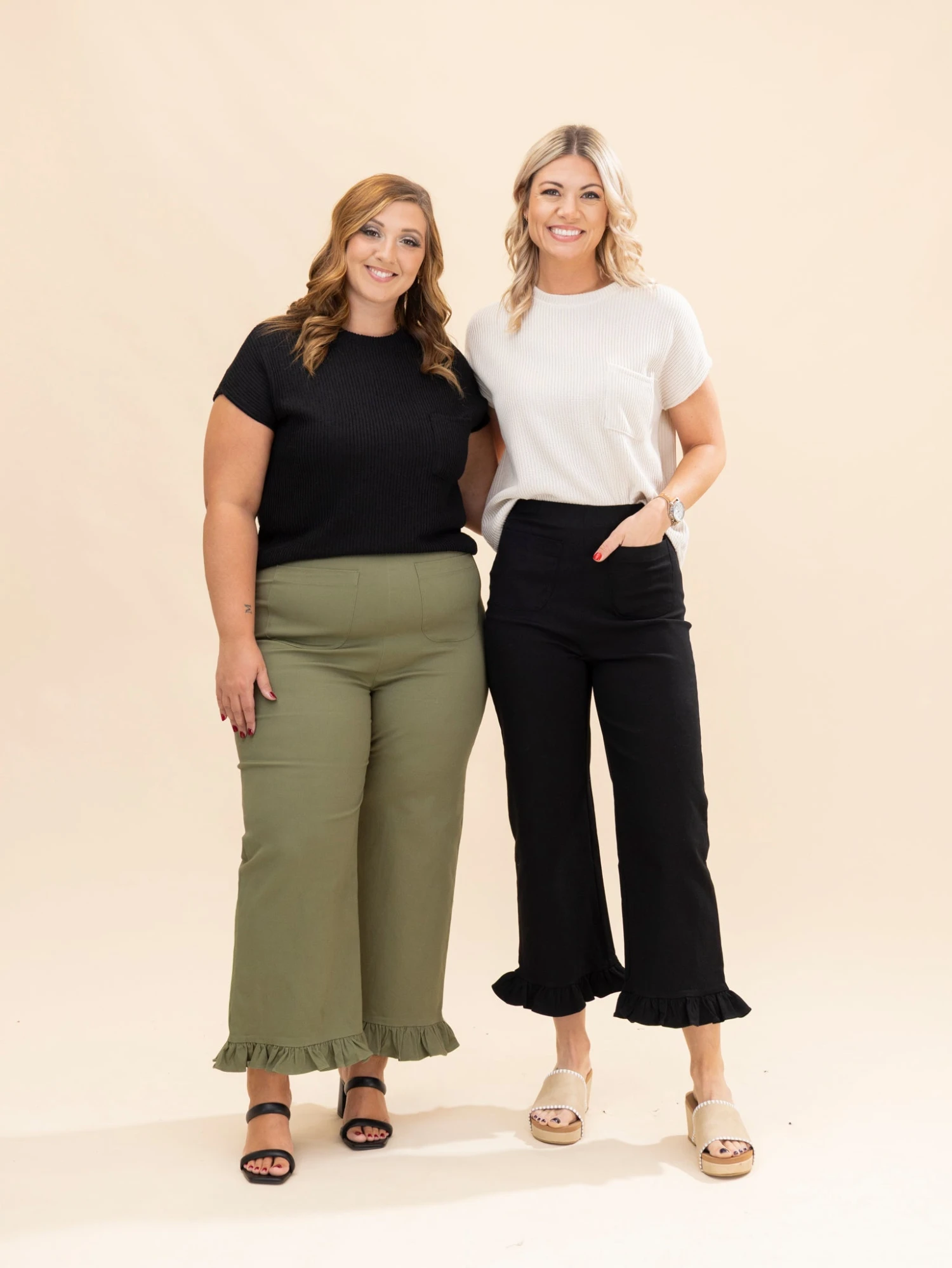 Stretch Front Pocket Ruffle Hem Twill Pants | S-XL 3 Stretch Front Pocket Ruffle Hem Twill Pants | S-XL - Image 3