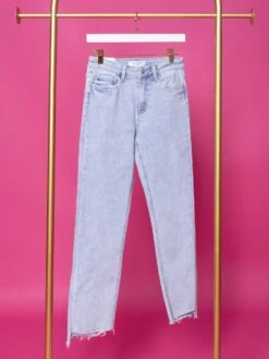 Vervet High Rise Slim Straight Jeans W/ Frayed Hem | 1-22