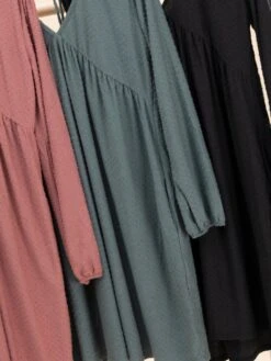 Long Sleeve Swiss Dot Solid Baby Doll Dress | S-3X -Women Clothing Shop c104ea4cc387e5f02e51b49ba3cc71a3