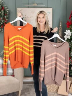 Easel Sailor Collar Knitted V Neck Sweater | S - L