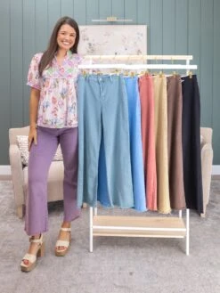 Zenana Acid Wash Frayed Hem Wide LegJeans | S-XL