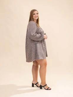 Long Sleeve Animal Print Button Detail Dress | S-L -Women Clothing Shop c3bfe8457bdb0d80b302d743b21b0499