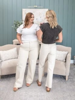 Risen Tummy Control Mid Rise Fit Ankle Baggy Pants | 0-3X -Women Clothing Shop c4053f50fd0fae576ed4178f6a42189b