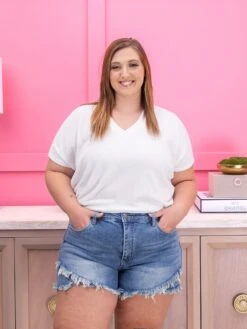 Diva Denim High Rise Tulip Fray Hem Short | XS - 3XL -Women Clothing Shop c44bc92e98b0e9ceed28a38dbb76d28d