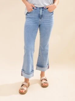 Saige Denim High Rise Cuffed Kick Flare Jeans | 1-3XL -Women Clothing Shop c56a728512d55480250b7f7a4c47daa0