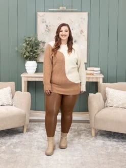 Color Blocked Round Neck Long Sleeve Sweater | S-3X