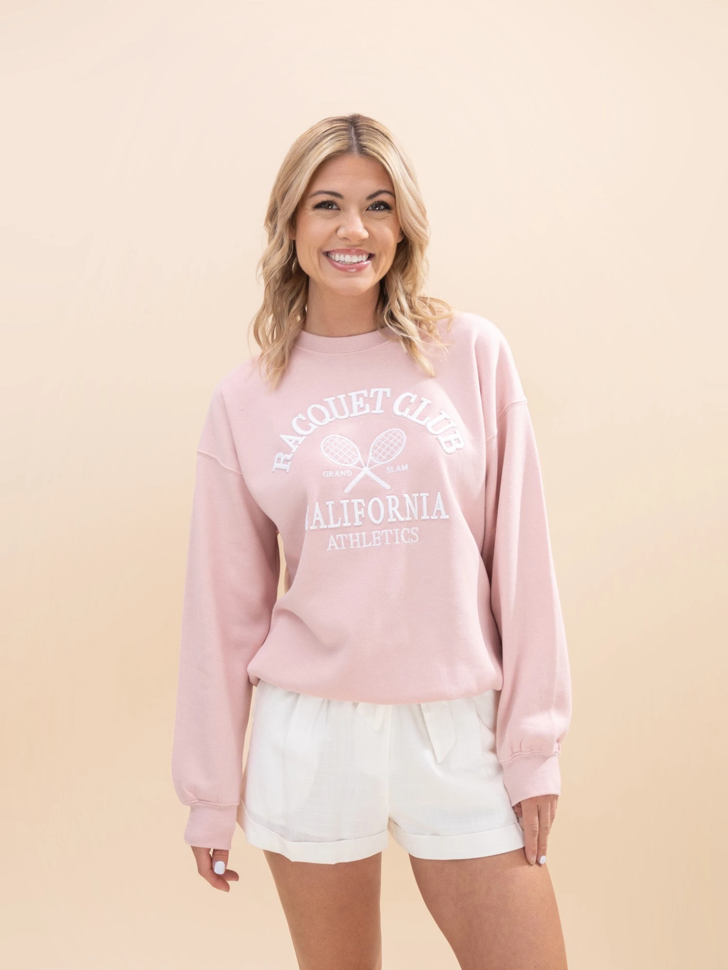 Reflex Oversized Crewneck Sweatshirt With Racquet Club Embroidery | S-L 1 Reflex Oversized Crewneck Sweatshirt With Racquet Club Embroidery | S-L