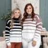 Stripe Mock Neck Sweater | S - XL