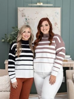 Stripe Mock Neck Sweater | S - XL